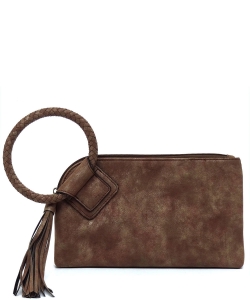 Fashion Cuff Handle Tassel Wristlet Clutch BP204 BROWN